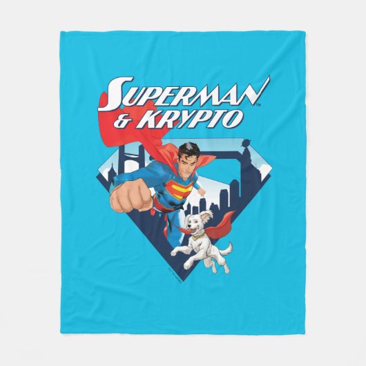 Superman en Krypto stijgen Fleece Deken (Voorkant)