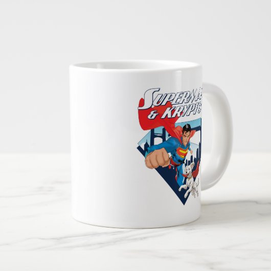 Superman en Krypto stijgen Grote Koffiekop (Voorkant rechts)