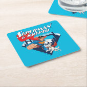 Superman en Krypto stijgen Kartonnen Onderzetters (Schuin)