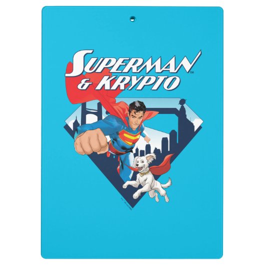 Superman en Krypto stijgen Klembord (Achterkant)