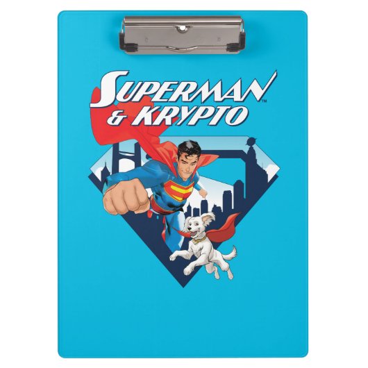Superman en Krypto stijgen Klembord (Voorkant)