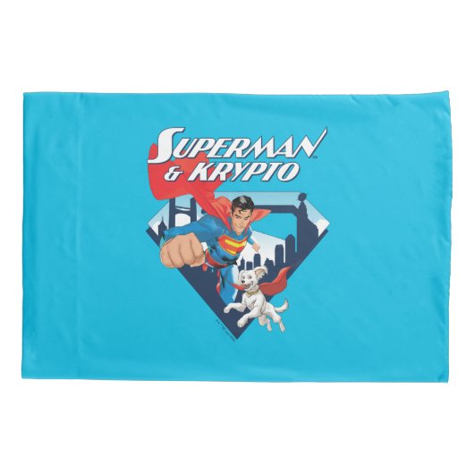 Superman en Krypto stijgen Kussensloop (Achterkant)
