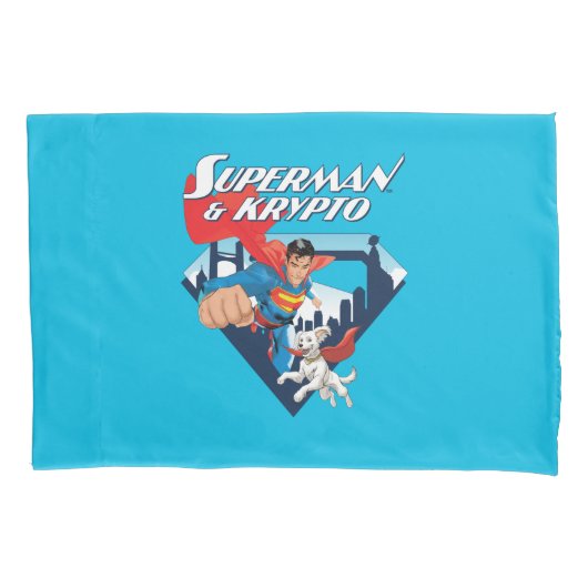 Superman en Krypto stijgen Kussensloop (Voorkant)