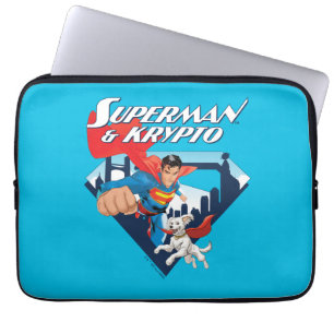 Superman en Krypto stijgen Laptop Sleeve