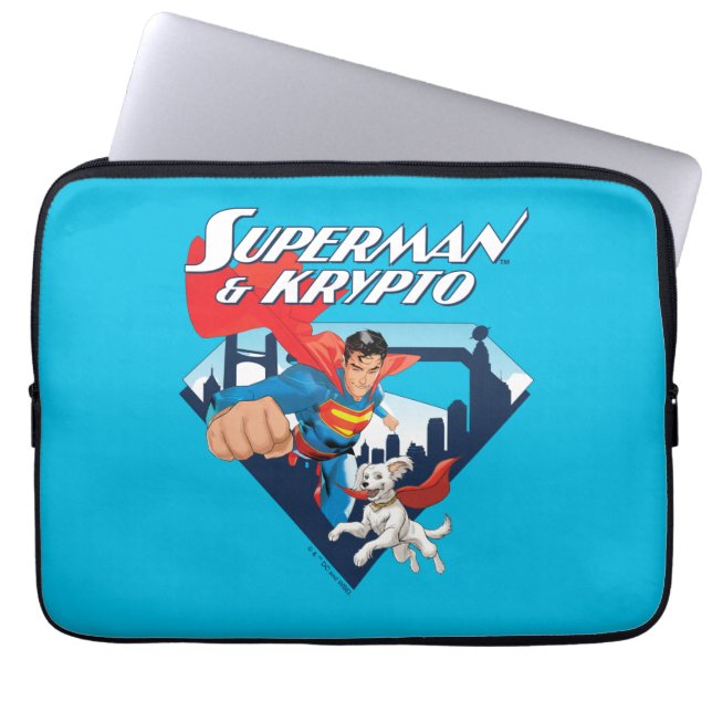 Superman en Krypto stijgen Laptop Sleeve (Voorkant)