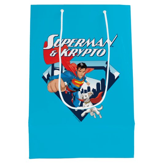 Superman en Krypto stijgen Medium Cadeauzakje (Achterkant)