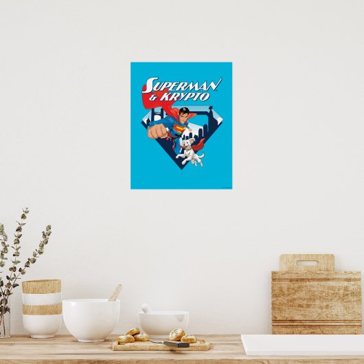 Superman en Krypto stijgen Poster (Keuken)