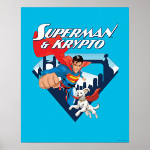 Superman en Krypto stijgen Poster