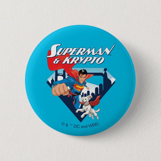 Superman en Krypto stijgen Ronde Button 5,7 Cm (Voorkant)