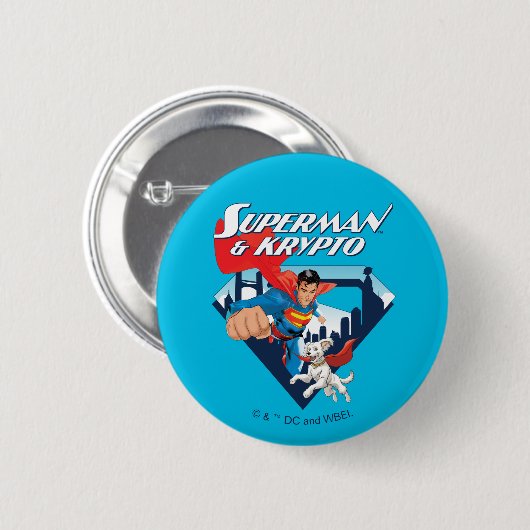 Superman en Krypto stijgen Ronde Button 5,7 Cm (Voorkant /achterkant)
