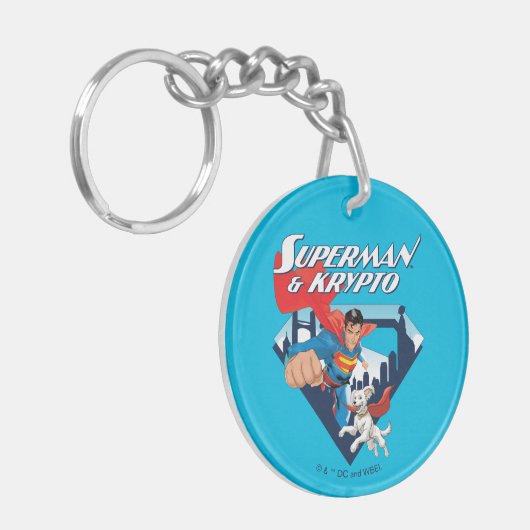 Superman en Krypto stijgen Sleutelhanger (Voorkant Links)