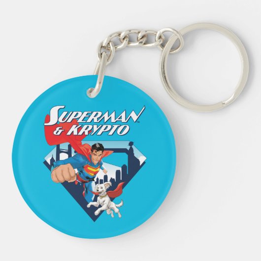 Superman en Krypto stijgen Sleutelhanger (Achterkant)