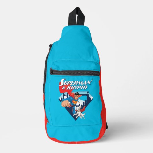 Superman en Krypto stijgen Sling Bag (Voorkant)