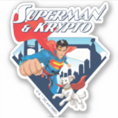 Superman en Krypto stijgen Sticker (Voorkant)