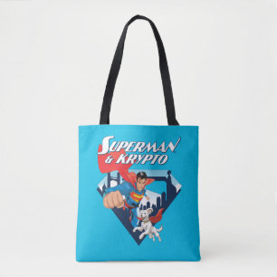 Superman en Krypto stijgen Tote Bag