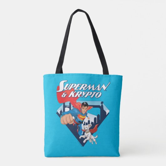 Superman en Krypto stijgen Tote Bag (Achterkant)