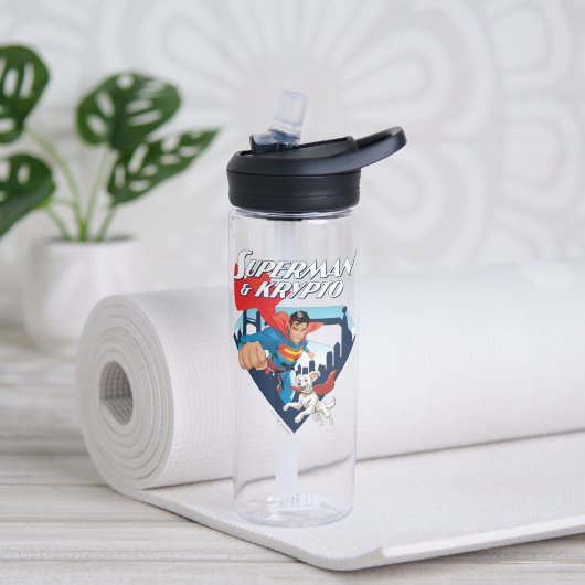 Superman en Krypto stijgen Waterfles (Links)