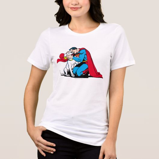 Superman en Krypto Tri-Blend Shirt (Voorkant)