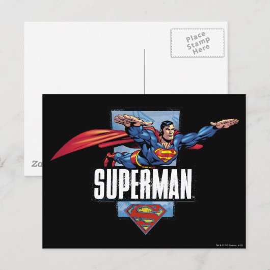 Superman en Logo grens Briefkaart (Voorkant / Achterkant)