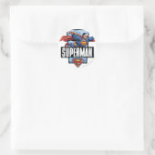 Superman en Logo grens Ronde Sticker (Tas)