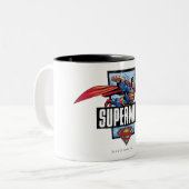 Superman en Logo grens Tweekleurige Koffiemok (Voorkant links)