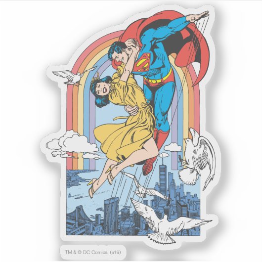 Superman en Lois in Geel Sticker (Voorkant)