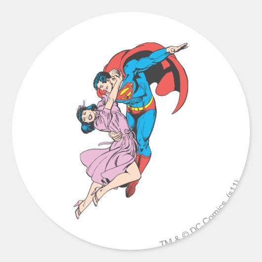 Superman en Lois in roze Ronde Sticker (Voorkant)