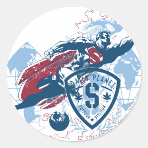 Superman en Map Ronde Sticker