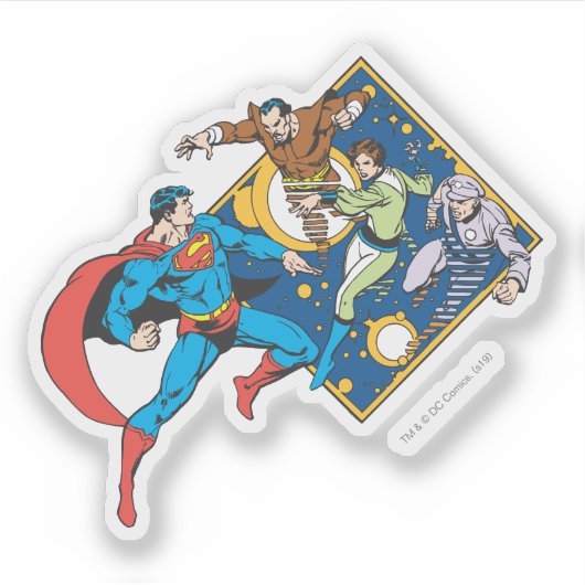 Superman Fights Enemies Sticker (Voorkant)