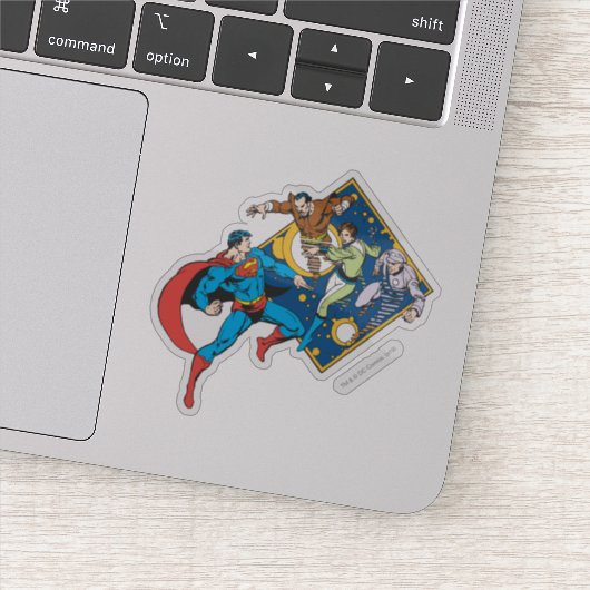 Superman Fights Enemies Sticker (Detail)