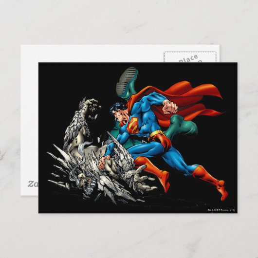 Superman Fights Monster Briefkaart (Voorkant / Achterkant)