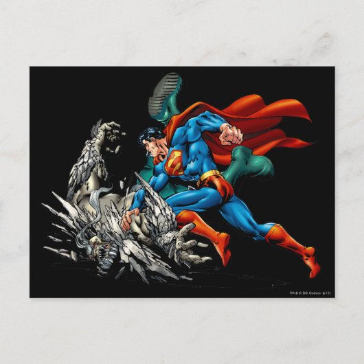 Superman Fights Monster Briefkaart (Voorkant)