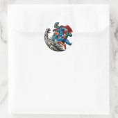 Superman Fights Monster Ronde Sticker (Tas)