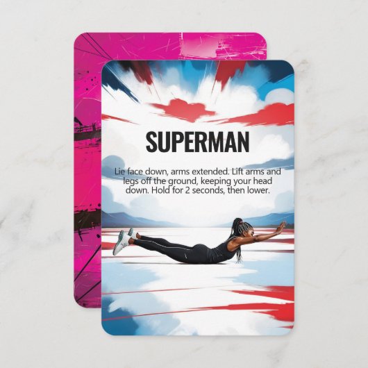 Superman Fitness Kaart met Roze Achtergrond (Voorkant / Achterkant)