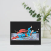 Superman Flies Thru City Briefkaart (Staand voorkant)