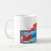 Superman Flies Thru City Koffiemok (Links)
