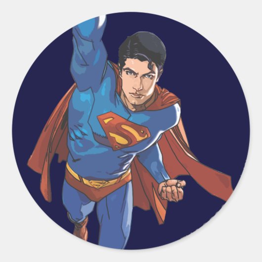 Superman Flying Forward Ronde Sticker (Voorkant)