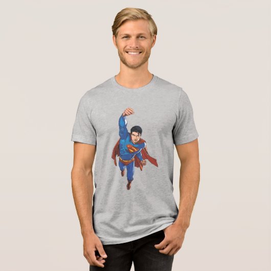 Superman Flying Forward Tri-Blend Shirt (Voorkant volledig)