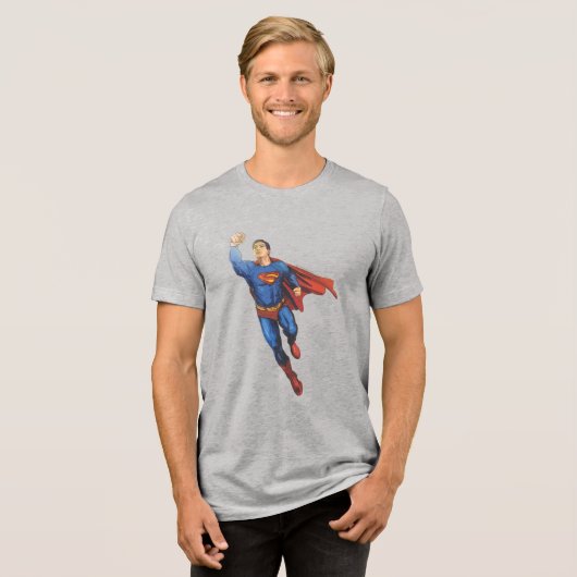 Superman Flying Tri-Blend Shirt (Voorkant volledig)