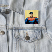 Superman Flying Vierkante Button 5,1 Cm (In situ)