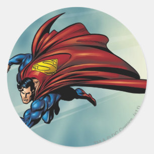 Superman flys met cape ronde sticker
