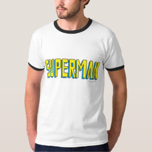 Superman   Gele blauwe letters Logo T-shirt