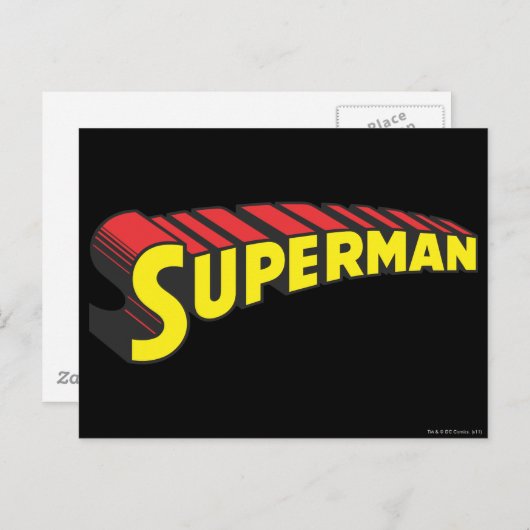 Superman | Gele rode letters Logo Briefkaart (Voorkant / Achterkant)