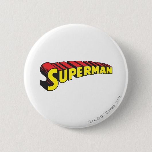 Superman | Gele rode letters Logo Ronde Button 5,7 Cm (Voorkant)