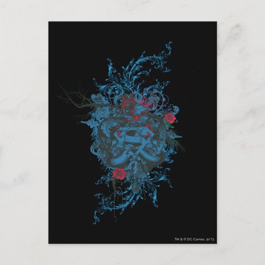 Superman gestileerd | Blauw hart rood Logo Briefkaart (Voorkant)