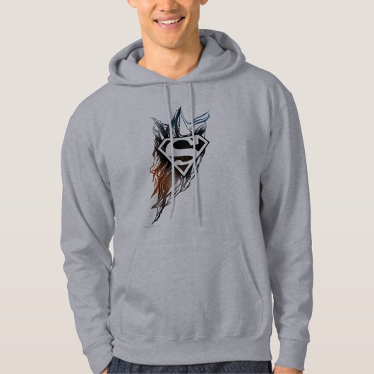 Superman gestileerd | Blauw Oranje Logo Hoodie (Voorkant)