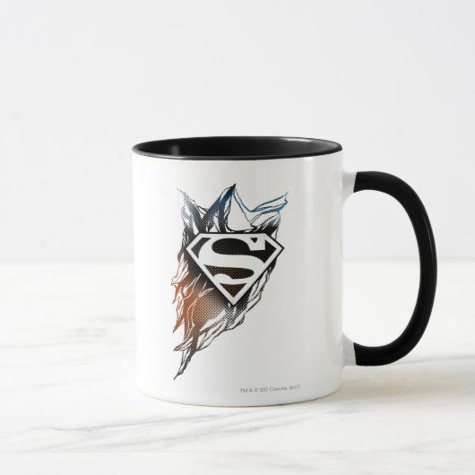 Superman gestileerd | Blauw Oranje Logo Mok (Rechts)