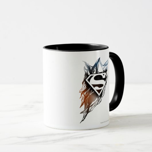 Superman gestileerd | Blauw Oranje Logo Mok (Voorkant rechts)