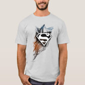 Superman gestileerd | Blauw Oranje Logo T-shirt (Voorkant)