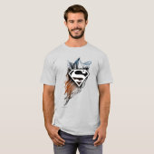 Superman gestileerd | Blauw Oranje Logo T-shirt (Voorkant volledig)